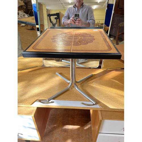 1268 - A 1970s dressing table, a matching chest, a tile top table, a marble topped table and a radiogram (5... 