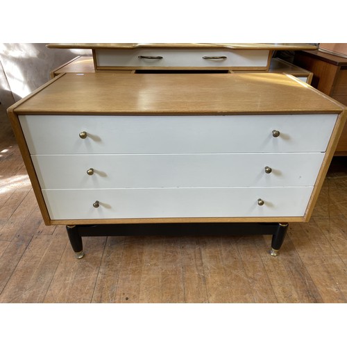 1268 - A 1970s dressing table, a matching chest, a tile top table, a marble topped table and a radiogram (5... 