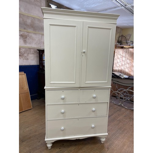 1277 - A painted linen press, 112 cm wide