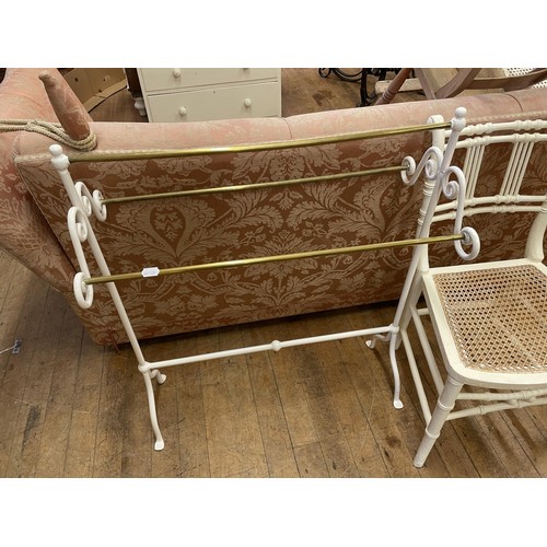 1279 - A painted dressing chest, 91 cm wide, a duchess style dressing table in need of restoration, a towel... 