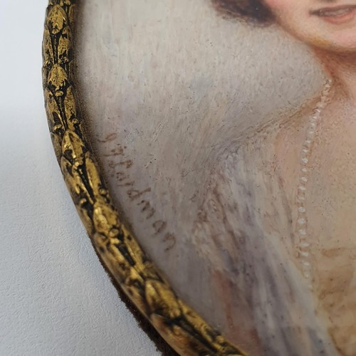 1140 - J H Handman, a portrait miniature of Mrs Karaeigh, in a gilt frame, 9 x 7 cm