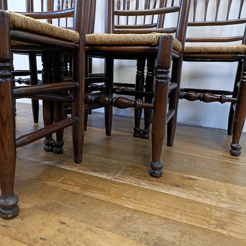 1192 - An oak dining table, 180 cm wide, and six dining chairs (7)