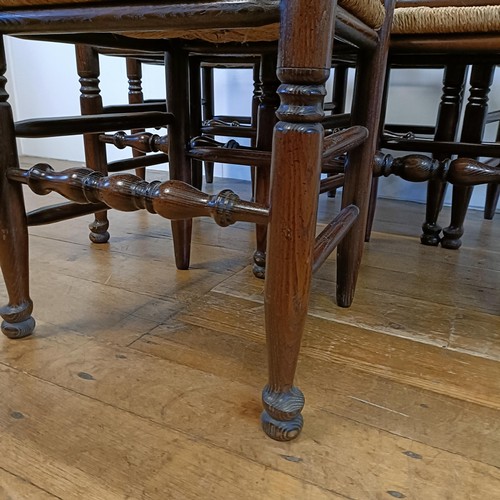 1192 - An oak dining table, 180 cm wide, and six dining chairs (7)