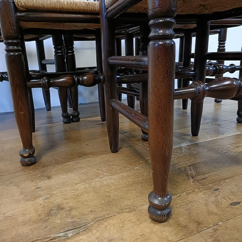 1192 - An oak dining table, 180 cm wide, and six dining chairs (7)