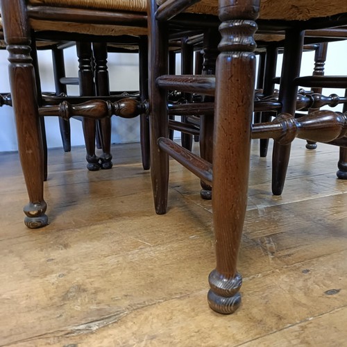 1192 - An oak dining table, 180 cm wide, and six dining chairs (7)