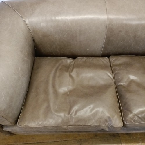 1211 - A grey leather sofa, 226 cm wide