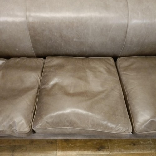 1211 - A grey leather sofa, 226 cm wide