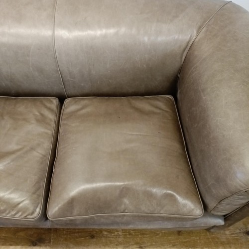 1211 - A grey leather sofa, 226 cm wide