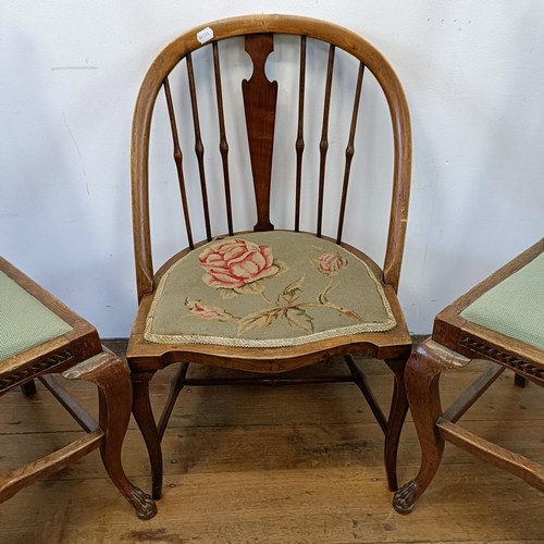 1220 - A set of four oak chairs, and assorted other chairs (14)