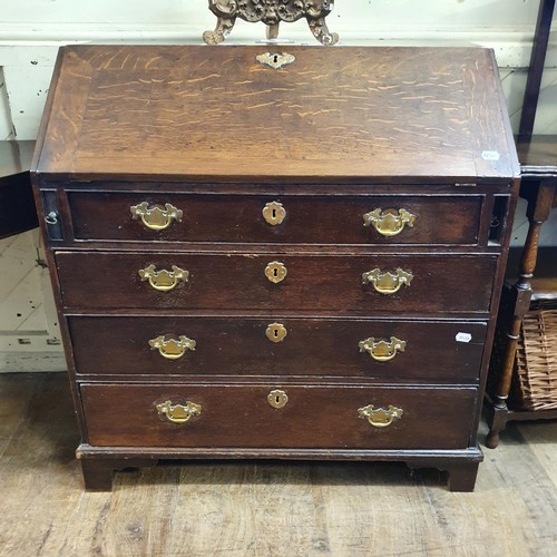 1189 - A George III oak fall front bureau, 91 cm wide