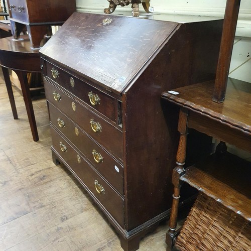 1189 - A George III oak fall front bureau, 91 cm wide