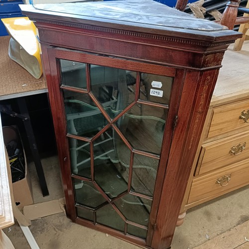 1293 - A walnut chest, 92 cm wide, a corner cabinet, a single chair, and a stool (4)