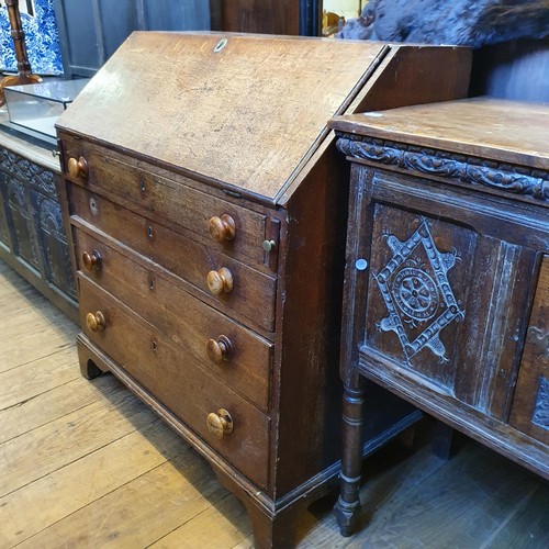 1195 - A 19th century oak bureau, 92 cm wide