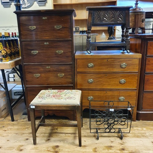 1199 - A mahogany chest, having four long drawers, 67 cm wide, another having three drawers, 74 cm, two sto... 