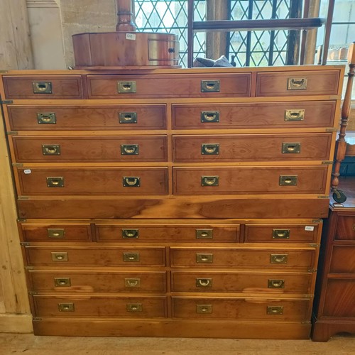 1269 - A pair of yew wood chests, 151 cm wide, a mahogany chest, wicker basket, and assorted furniture (9)