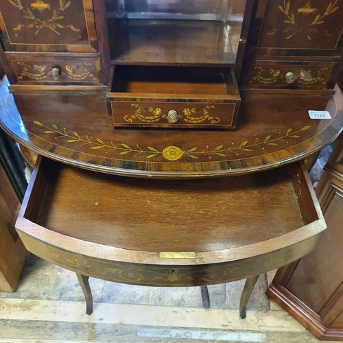 1224 - A early 20th century mahogany ladies' writing desk, the super structure having two cupboard doors, a... 