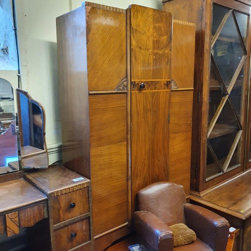 1246 - A miniature Art Deco suite of bedroom furniture, comprising two wardrobes, a dressing table, a simil... 