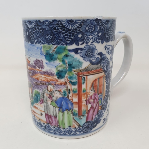 346 - A Chinese export ware mug, decorated a river scene, 13 cm high
Provenance:  From a Dorset collection