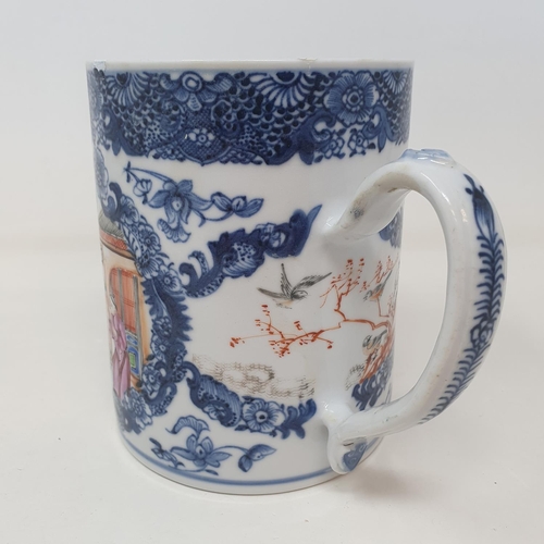 346 - A Chinese export ware mug, decorated a river scene, 13 cm high
Provenance:  From a Dorset collection