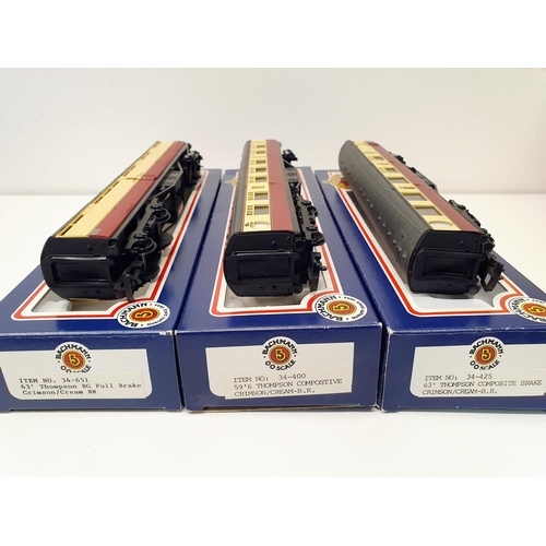 167 - Six Bachmann OO gauge coaches, Nos 34-125C, 39-470, 39-775, 34-425, 34-400, and 34-651, all boxed (6... 