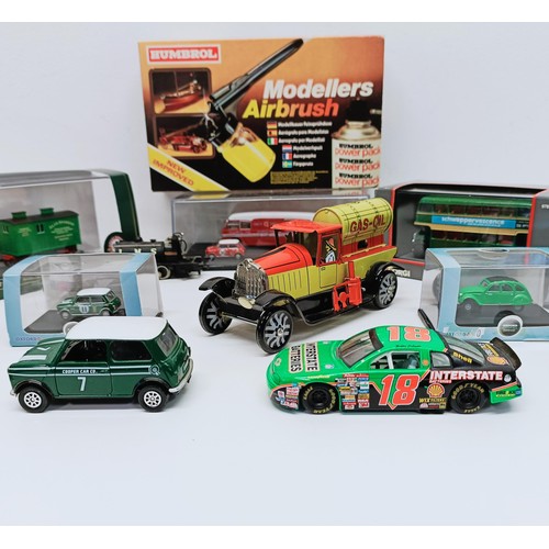 281 - Assorted die-cast buses, various makes and models, and large collection of empty boxes (10 boxes)  P... 