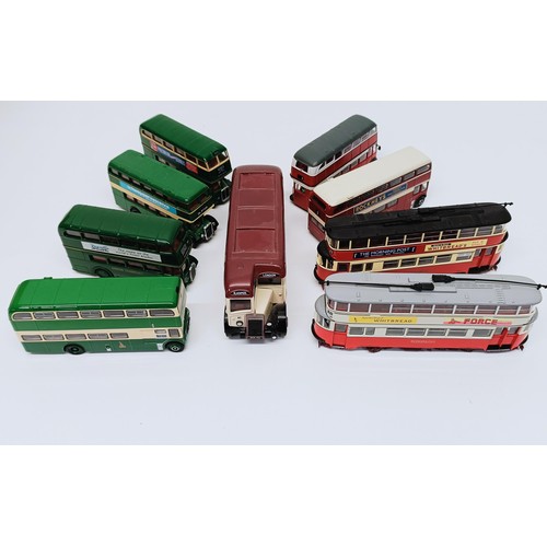 281 - Assorted die-cast buses, various makes and models, and large collection of empty boxes (10 boxes)  P... 