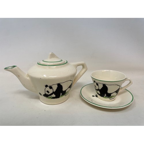 396 - A Copeland china dolls part dinner service, a child's tea set decorated pandas, set of six tea bowls... 