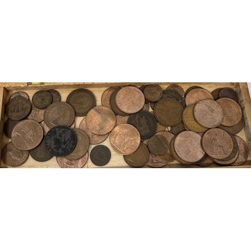 655 - A group of assorted coins, including crowns (2 boxes)