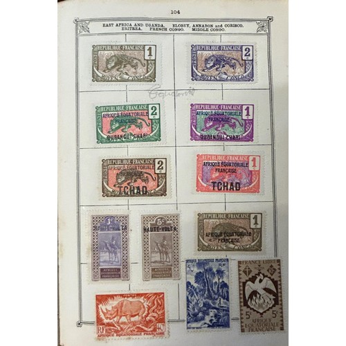 673 - An Ideal Postage Stamp Album, with assorted world stamps, and two other stamp albums (3)