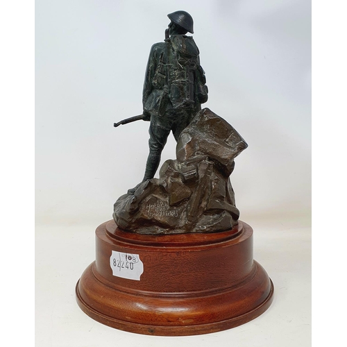 402 - A bronzed figure, American Expeditionary Force France, 1917-1919, a figure of a soldier after Raphae... 