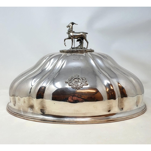 403 - A Victorian Elkington silver plated meat dish cover, of shaped oval form, for the Royal Warwickshire... 