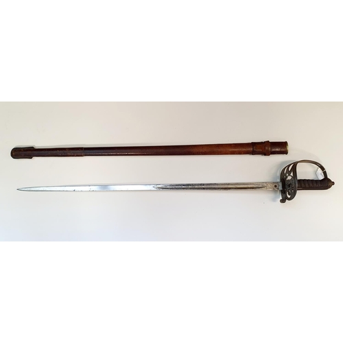 407 - A Victorian Rifles sword, the blade with a VR cypher beneath the crown, and decorated scrolling foli... 