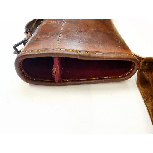 408 - A leather leg of mutton shotgun case, 79 cm  Provenance: From a collection of medals and militaria a... 