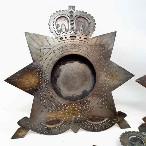 413 - A Trench art strut photograph frame, Australian Engineers, surmounted with a crown, 18.5 cm high, an... 