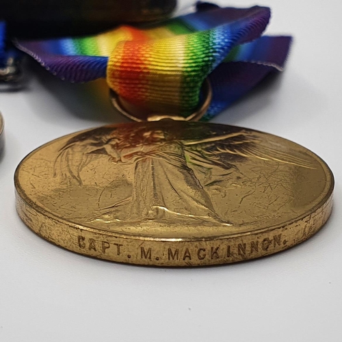 425 - A group of four medals, awarded to 2 Lieut M Mackinnon Highland Light Infantry, comprising a Militar... 