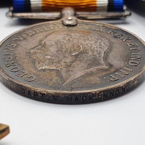 425 - A group of four medals, awarded to 2 Lieut M Mackinnon Highland Light Infantry, comprising a Militar... 