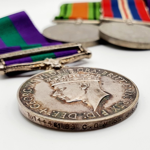 452 - A General Service medal, 1918-62, awarded to T/14446189 CQMS J S Gale RASC, with Palestine 1945-1948... 