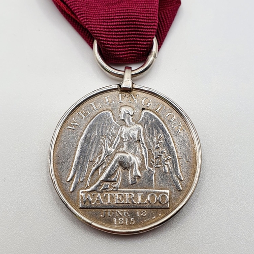 461 - A copy of a Waterloo medal, Corporal Jonathan Fox 3rd Reg Guards, L/col M Mercer Company, later ring... 