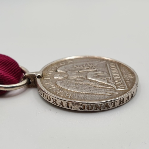 461 - A copy of a Waterloo medal, Corporal Jonathan Fox 3rd Reg Guards, L/col M Mercer Company, later ring... 