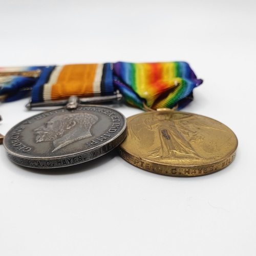 463 - A 1914 Star trio, awarded to 9088 Pte A C Hayes 1st Wiltshire Regiment, KIA 25/9/15, first day of Lo... 