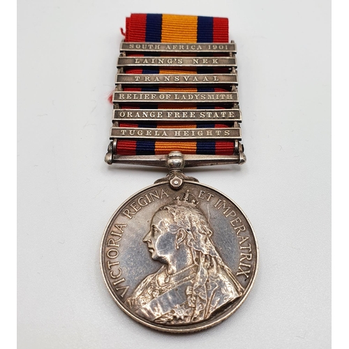 471 - A Queen's South Africa medal, awarded to 5743 Pte J Mumford 2nd Devon Regiment, with Tugela Heights,... 