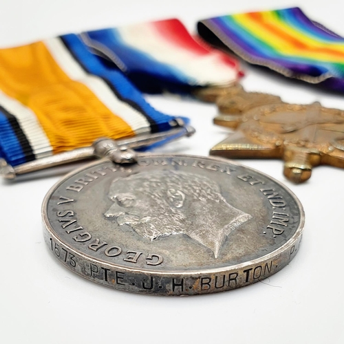 474 - A 1914-15 Star trio, awarded to 1573 Pte J H Burton, Princess Patricia's Canadian Light Infantry Pro... 