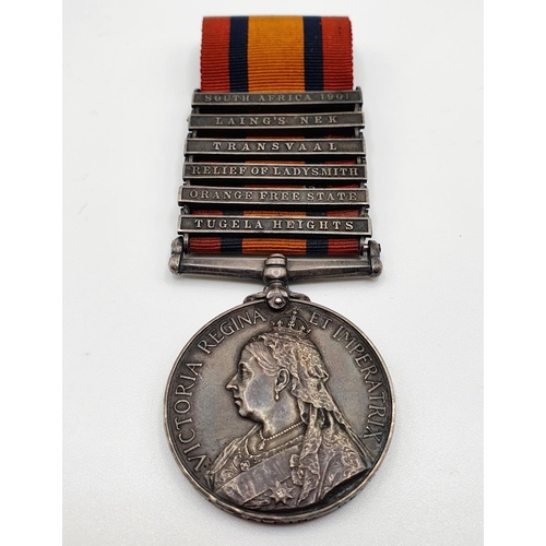 478 - A Queen's South Africa medal, awarded to 3072 Pte F Galpin Devon Regiment, with Tugela Heights, Oran... 