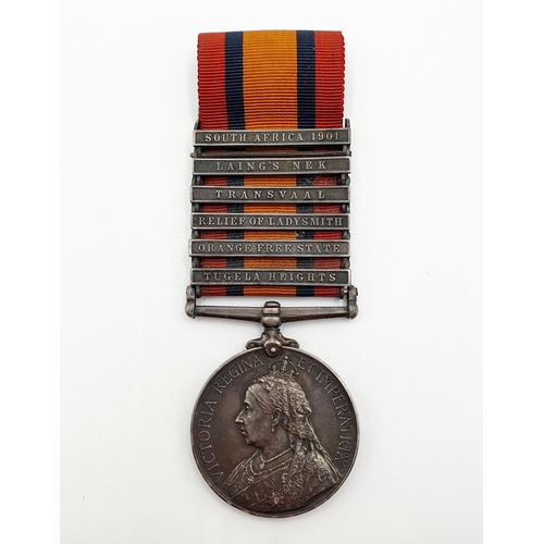 478 - A Queen's South Africa medal, awarded to 3072 Pte F Galpin Devon Regiment, with Tugela Heights, Oran... 