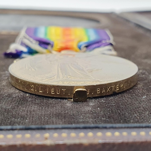 500 - A British War medal and Victory medal pair, awarded to 2nd Lieut Leonard Josiah Baxter, 4th Batallio... 