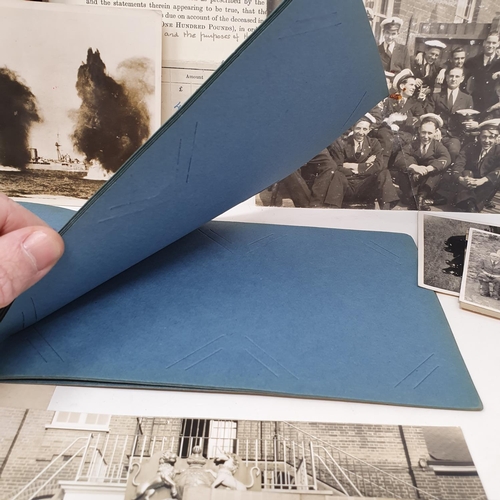 507 - HMS Hood interest: A scroll to 4th class R Hobbs Engine Room Artificer, photos of the crew and other... 