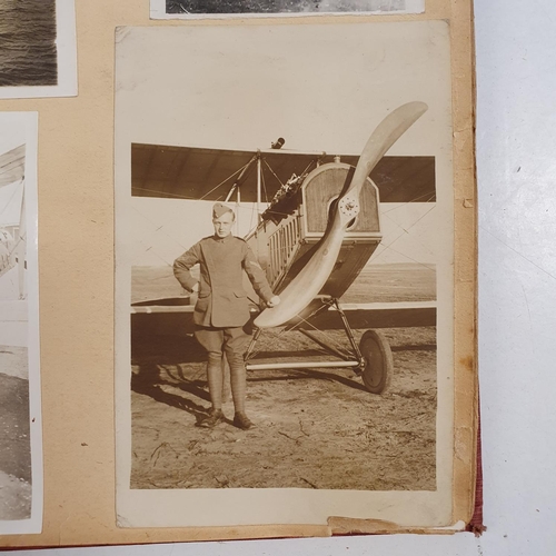 536 - An album of RFC/RAF monochrome photographs, mostly assumed training in Canada and including plane cr... 