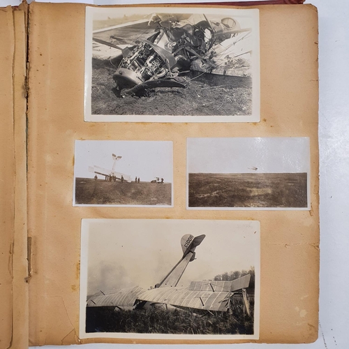 536 - An album of RFC/RAF monochrome photographs, mostly assumed training in Canada and including plane cr... 