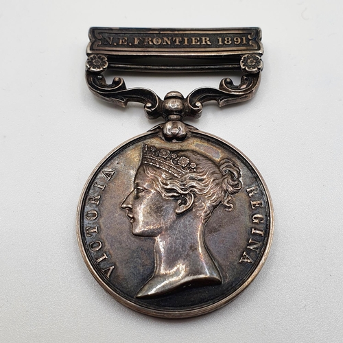 539 - An India General Service medal, awarded to Lec (?) Corpl B Evatt Calcutta Vol Rifle Corps, with a NE... 