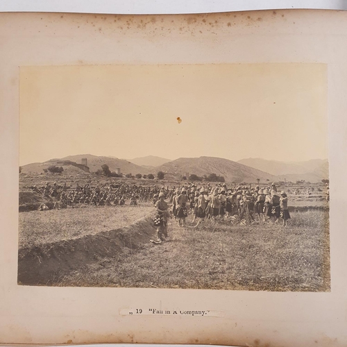 541 - An album of late 19th century monochrome photographs, the Tochi Valley Expedition, the inside front ... 